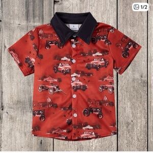 New Boutique Kids Red Car Print Shirt